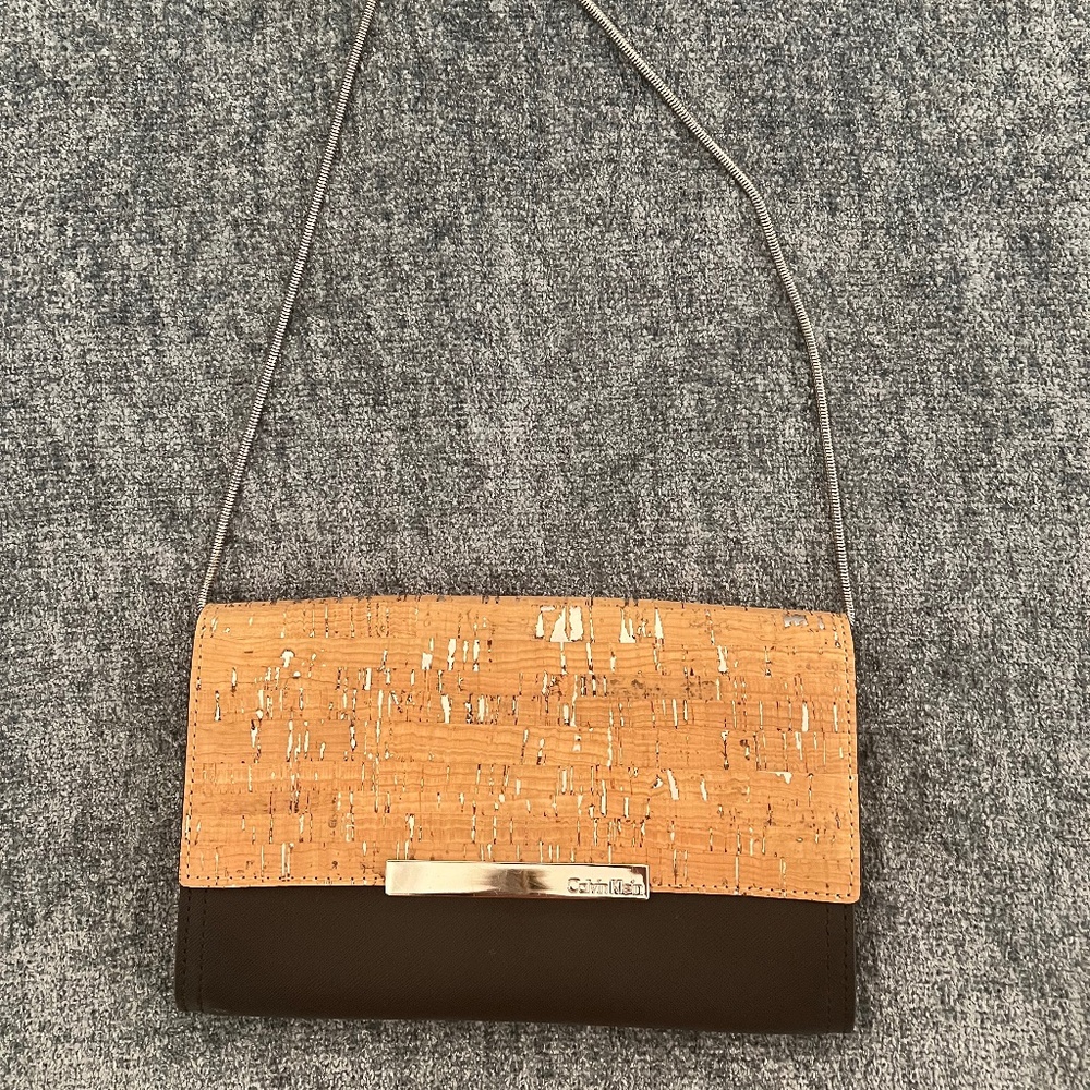 Calvin Klein Cork and Leather Clutch